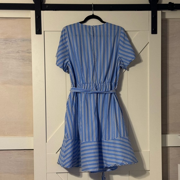 Blue and white striped v neck dress - Picture 4 of 9